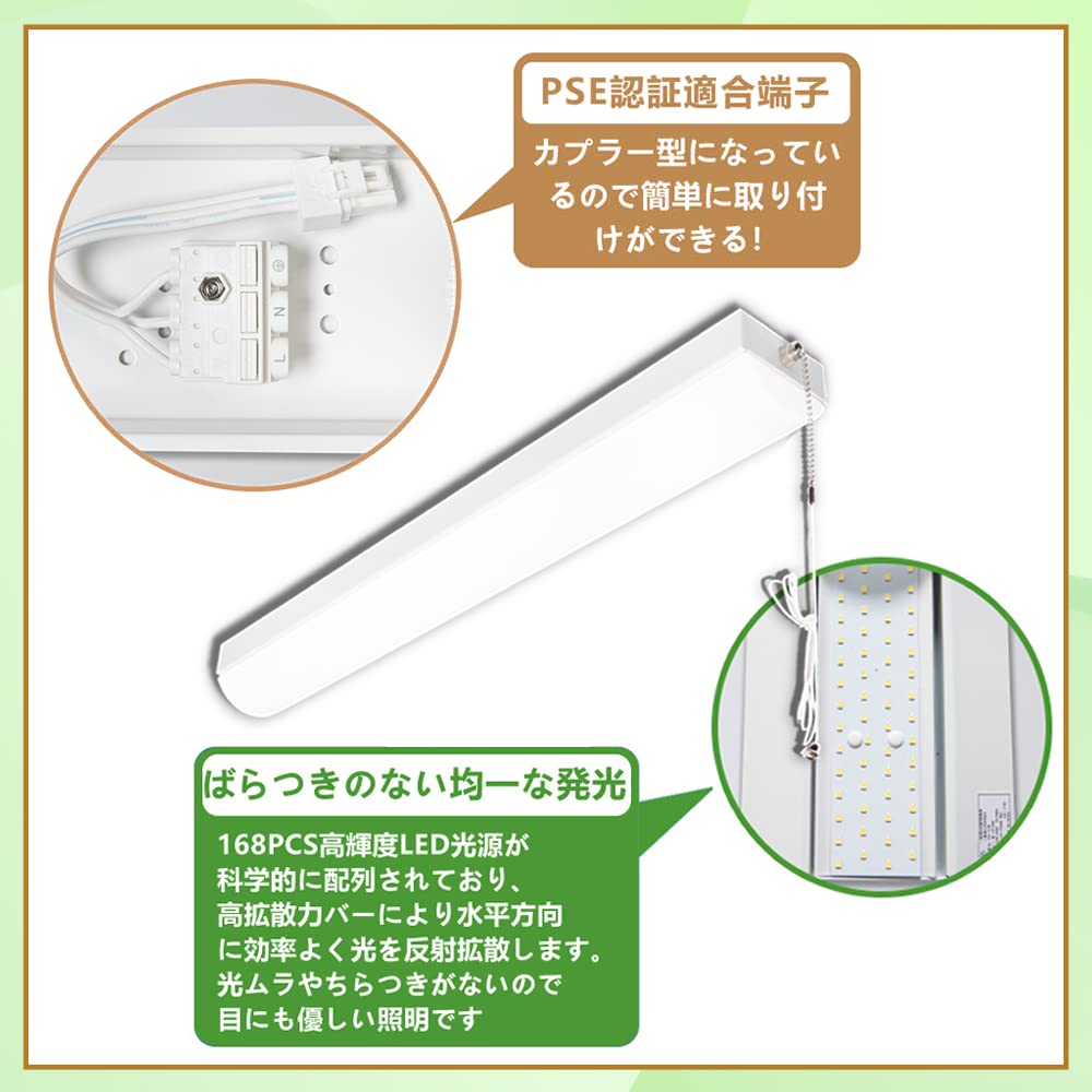 Amazon.co.jp : トラフ型 LEDベースライト 20W型 プルスイッチ付 一
